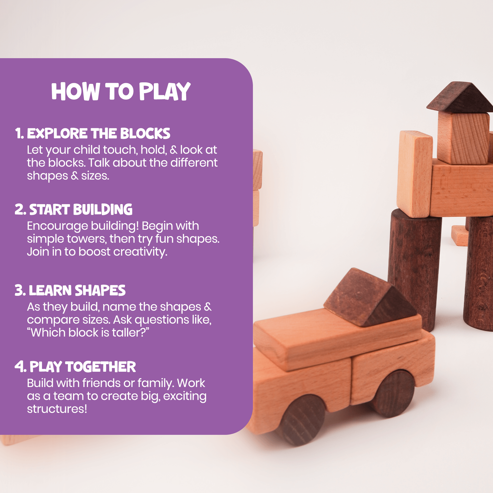 50 Piece Wooden Building Blocks