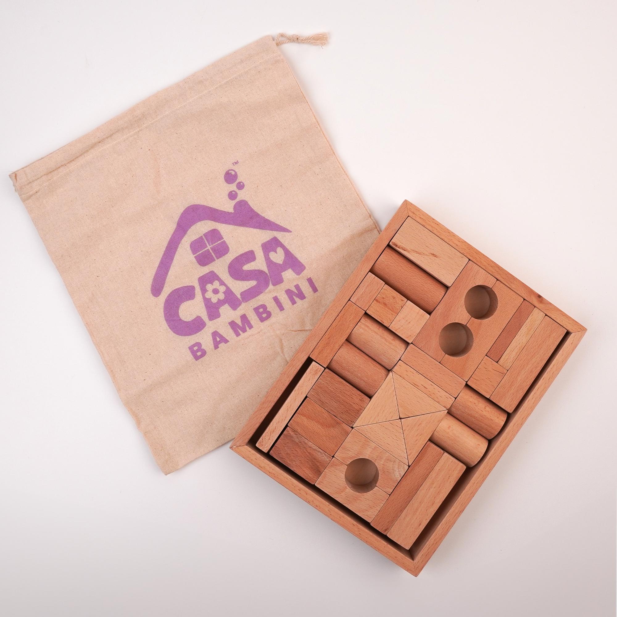 30 Piece Wooden Building Blocks